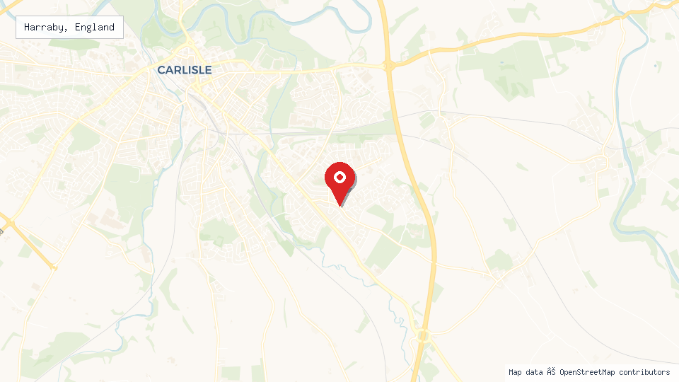 Street map of Harraby, England with location pin