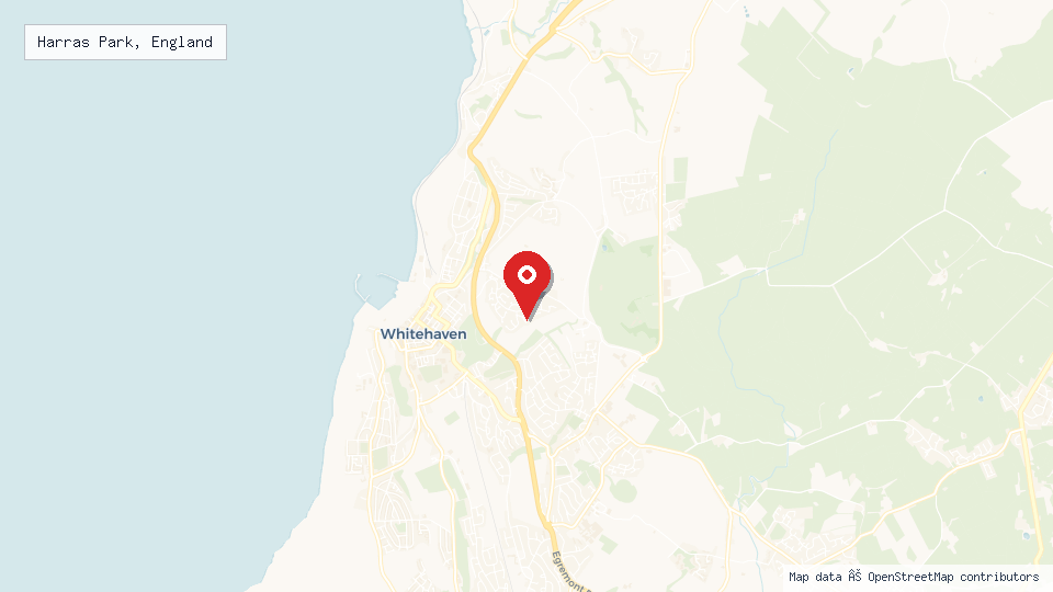 Street map of Harras Park, England with location pin