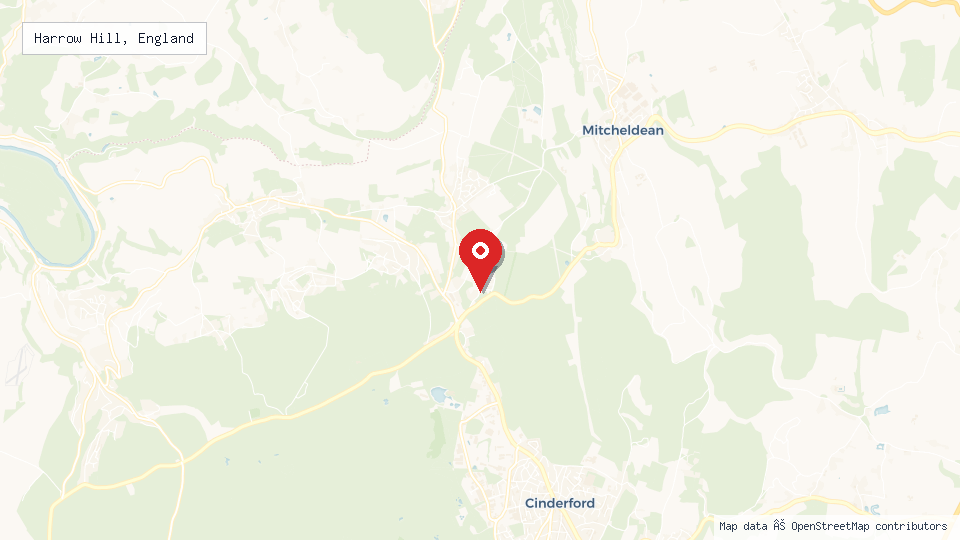 Street map of Harrow Hill, England with location pin