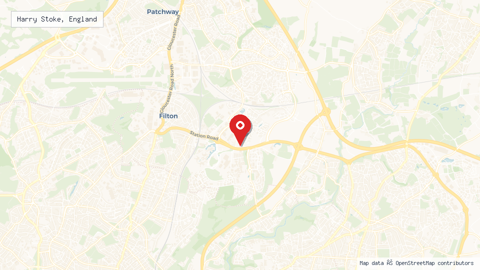 Street map of Harry Stoke, England with location pin