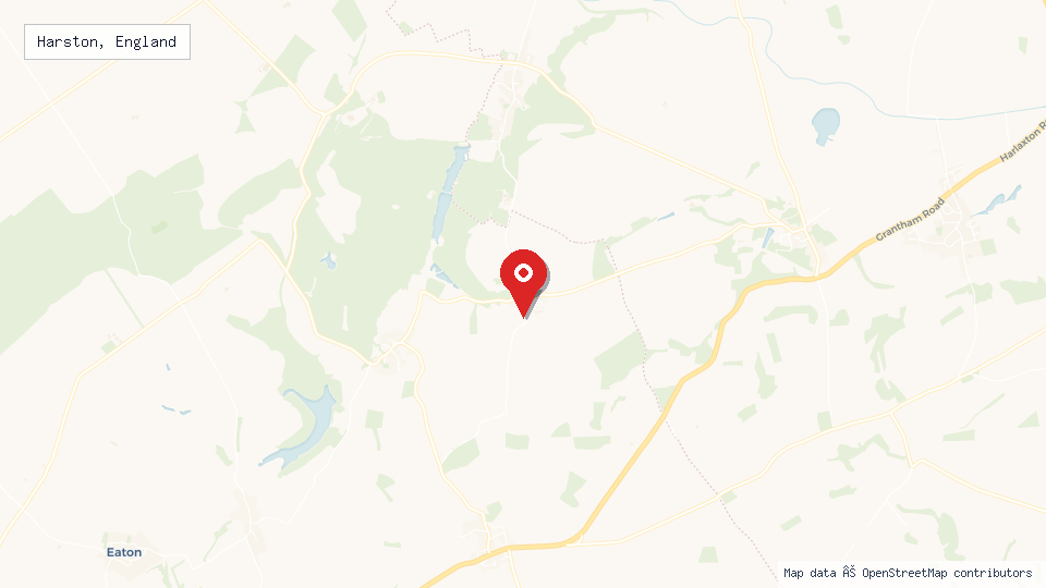 Street map of Harston, England with location pin