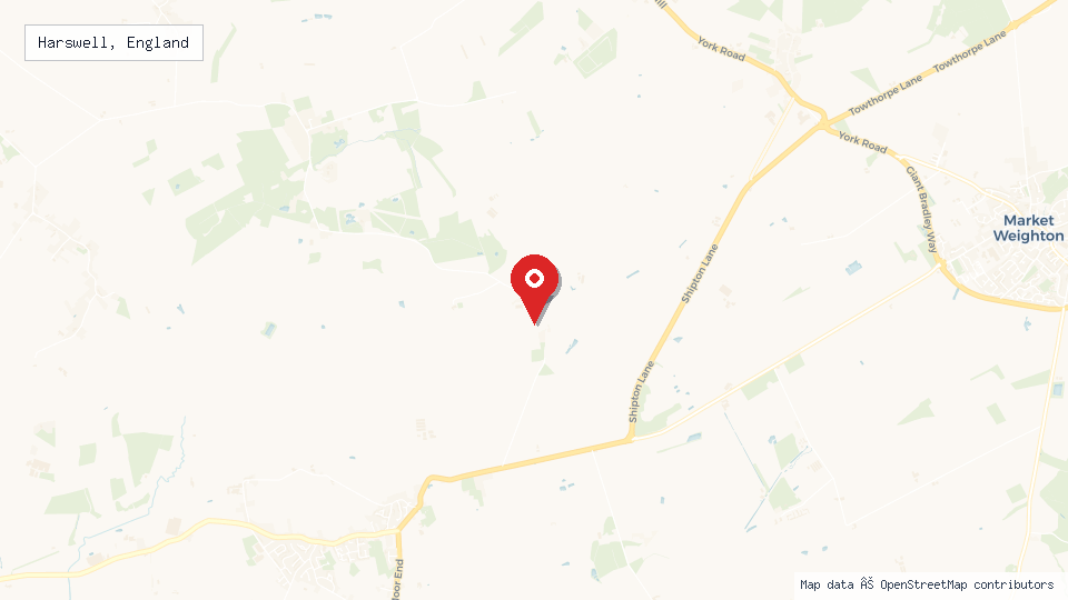 Street map of Harswell, England with location pin