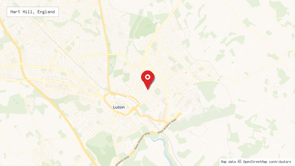 Street map of Hart Hill, England with location pin