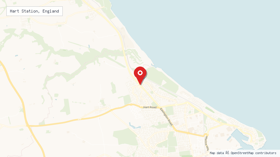 Street map of Hart Station, England with location pin