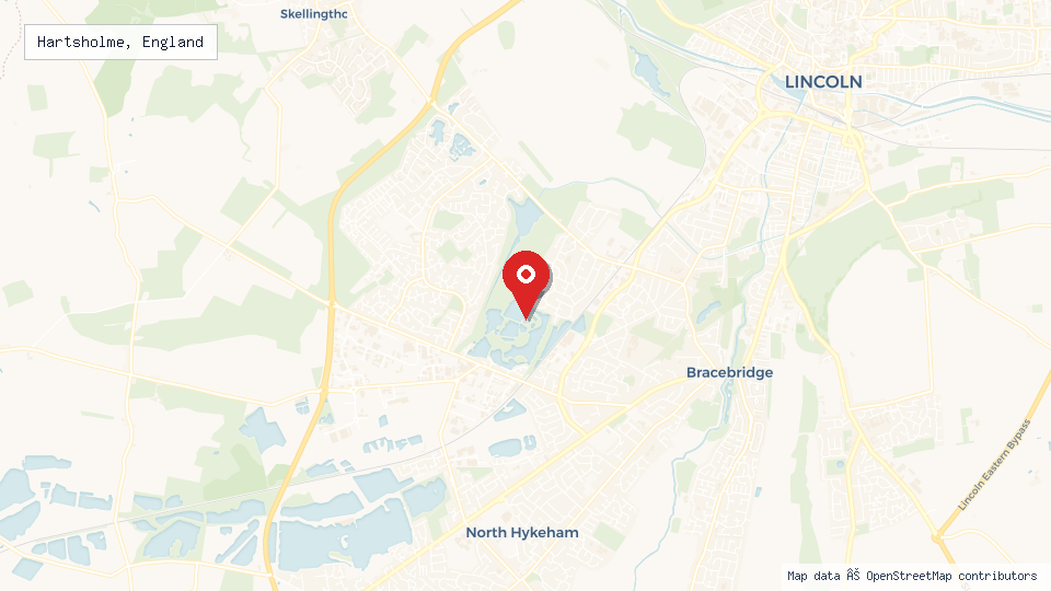 Street map of Hartsholme, England with location pin