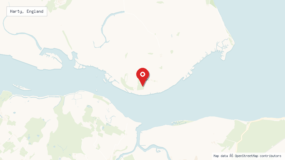 Street map of Harty, England with location pin