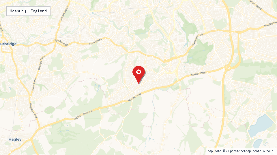 Street map of Hasbury, England with location pin