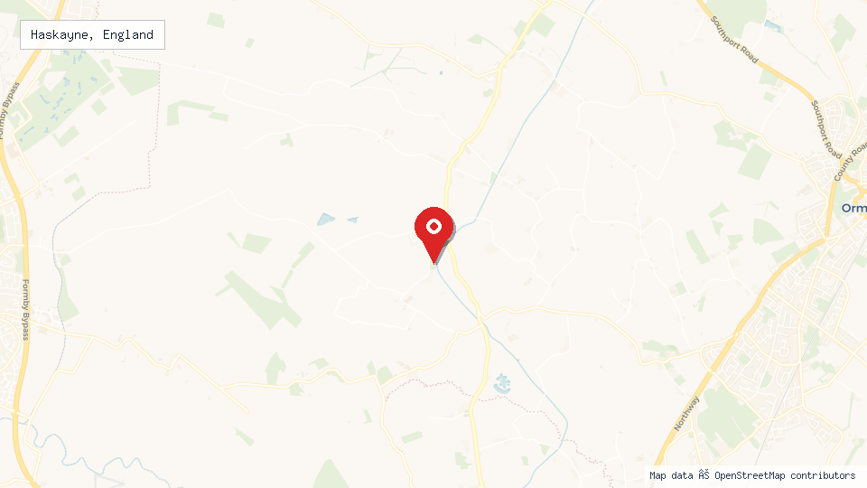 Street map of Haskayne, England with location pin