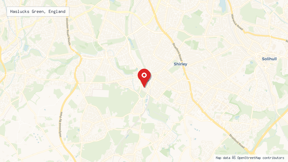 Street map of Haslucks Green, England with location pin