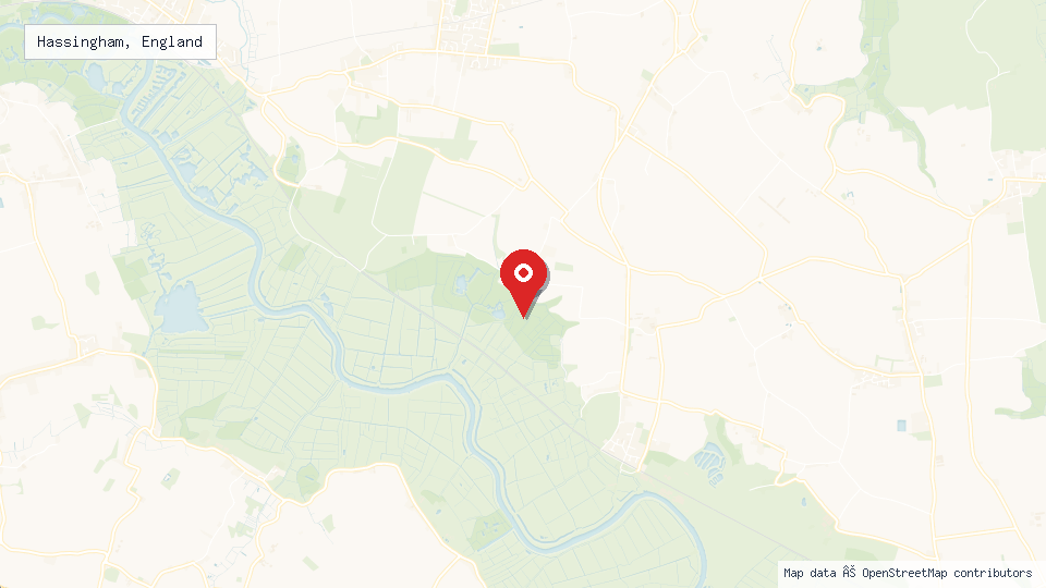 Street map of Hassingham, England with location pin