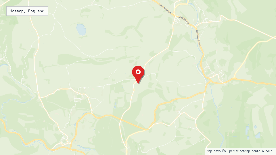 Street map of Hassop, England with location pin