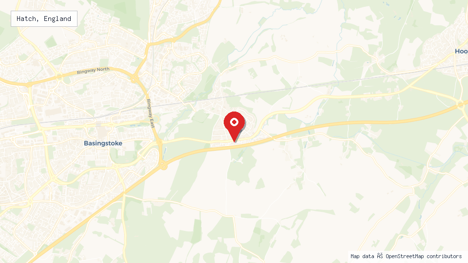 Street map of Hatch, England with location pin