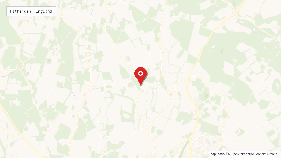 Street map of Hatherden, England with location pin