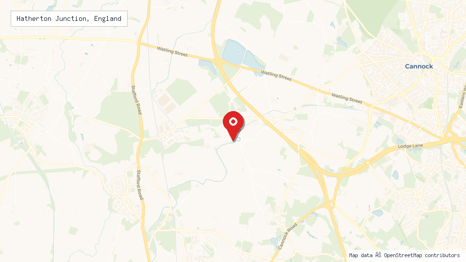 Street map of Hatherton Junction, England with location pin
