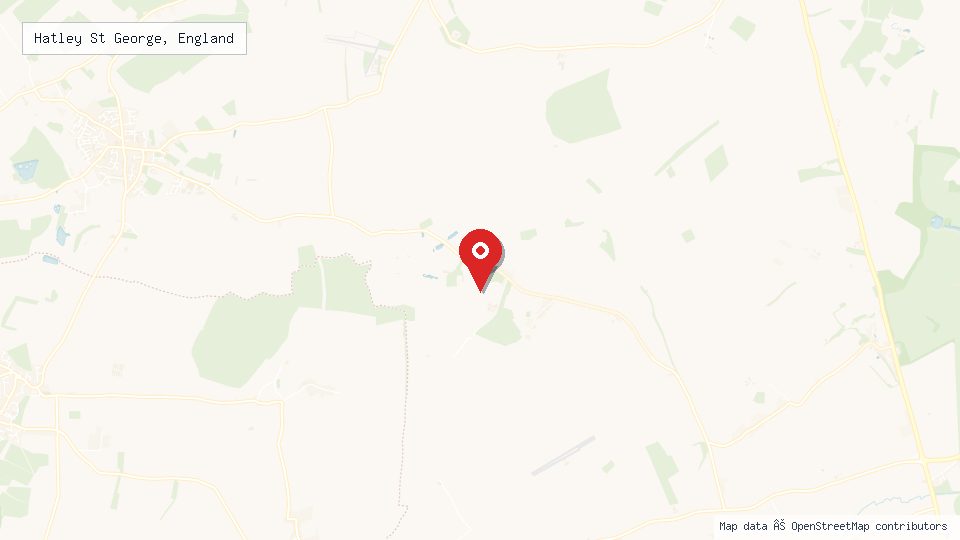 Street map of Hatley St George, England with location pin