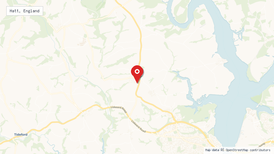 Street map of Hatt, England with location pin