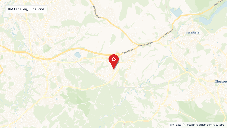 Street map of Hattersley, England with location pin