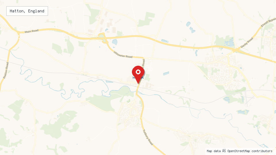 Street map of Hatton, England with location pin