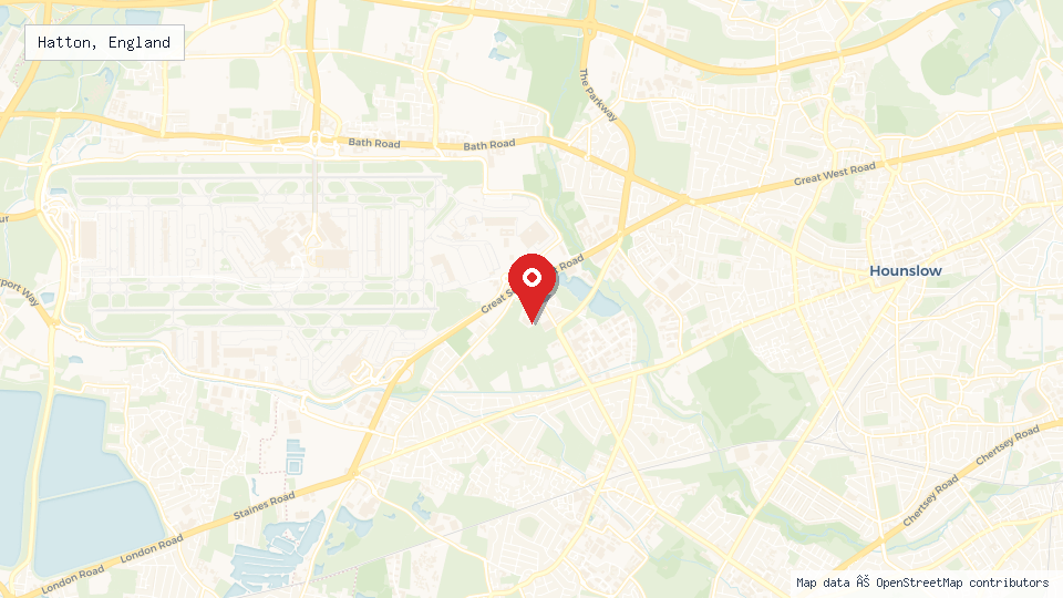 Street map of Hatton, England with location pin
