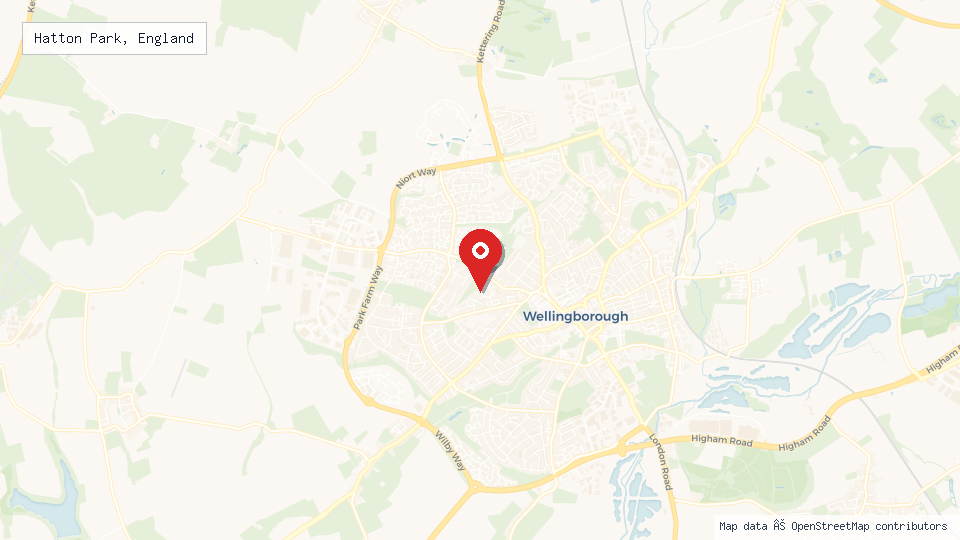 Street map of Hatton Park, England with location pin