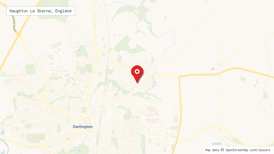 Street map of Haughton Le Skerne, England with location pin