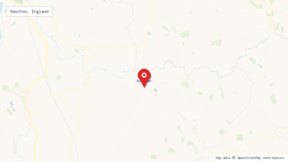 Street map of Haunton, England with location pin