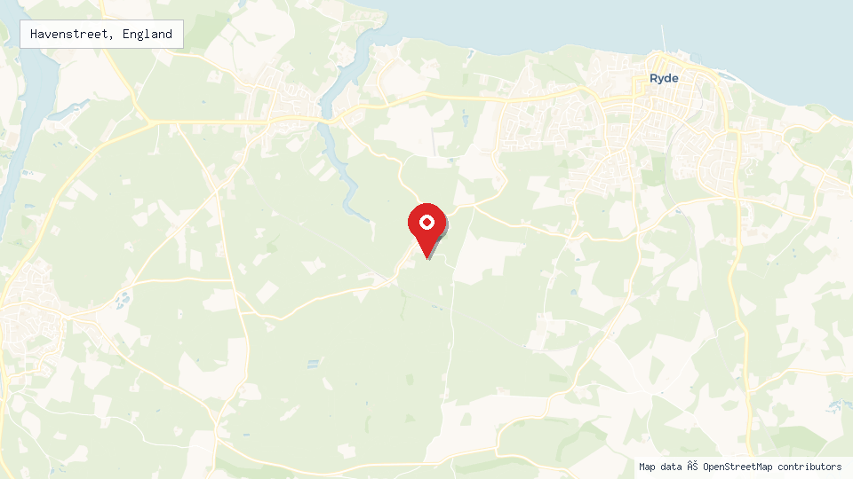 Street map of Havenstreet, England with location pin
