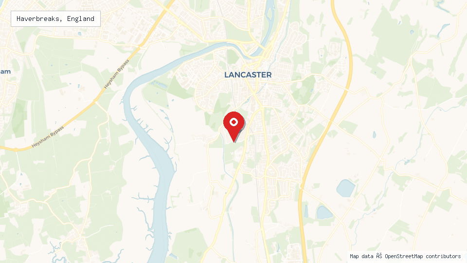 Street map of Haverbreaks, England with location pin