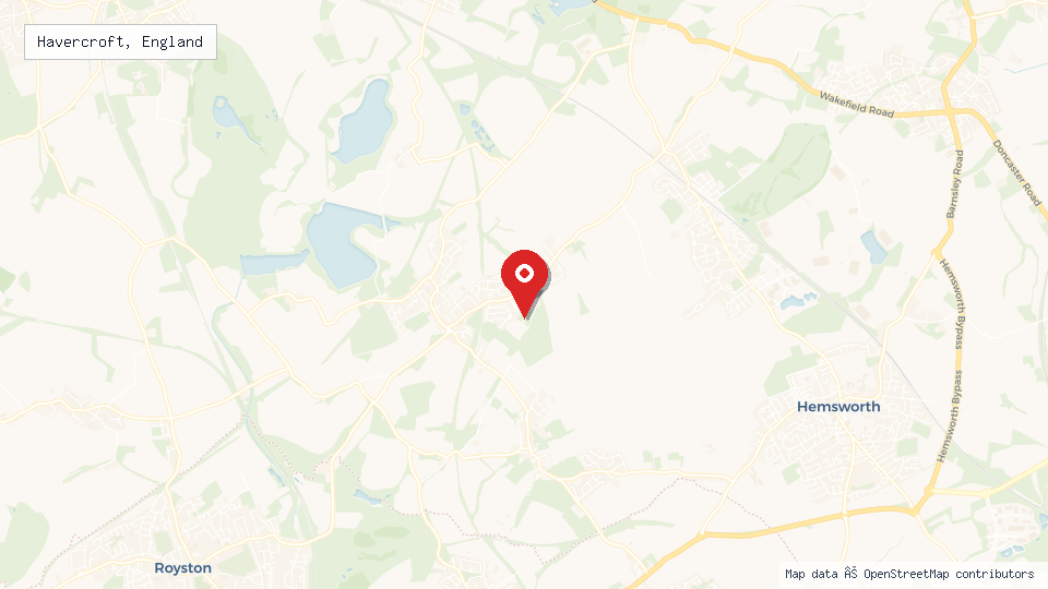 Street map of Havercroft, England with location pin