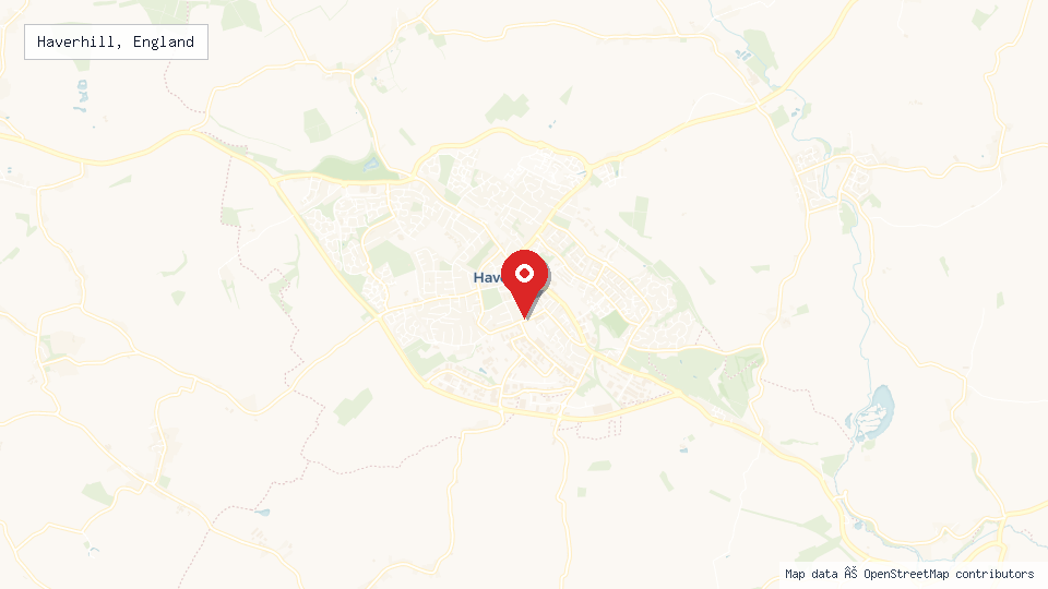 Street map of Haverhill, England with location pin
