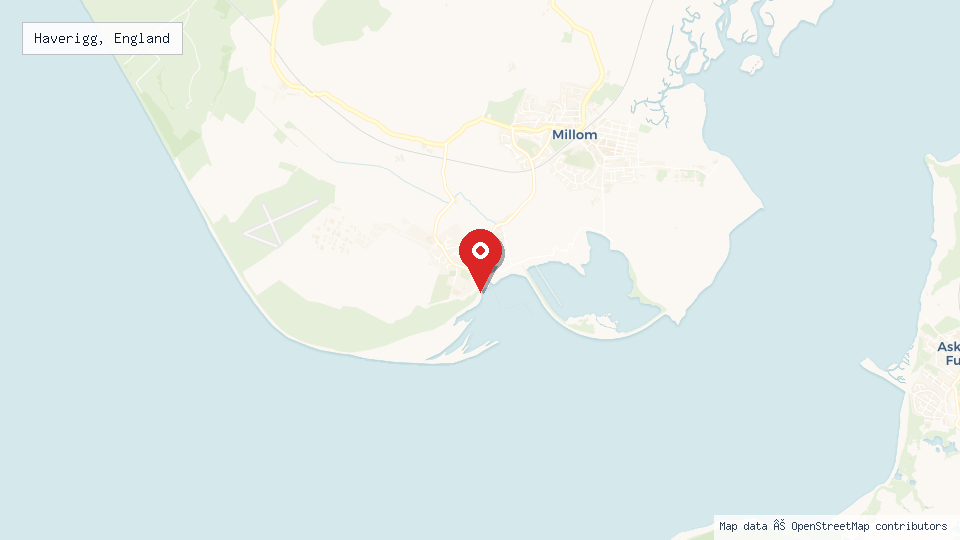 Street map of Haverigg, England with location pin