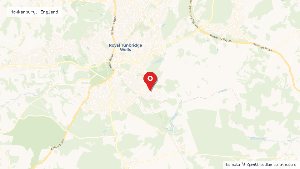 Street map of Hawkenbury, England with location pin