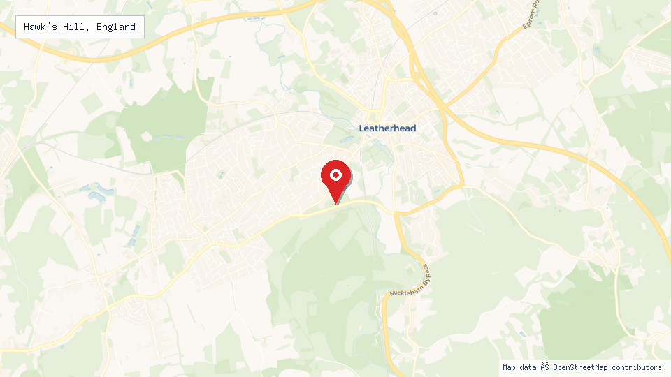 Street map of Hawk's Hill, England with location pin