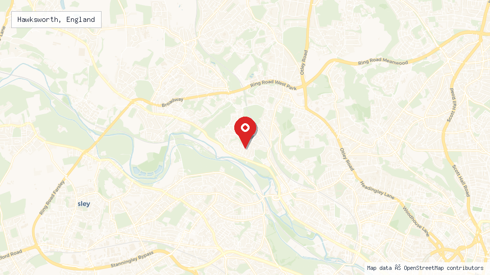 Street map of Hawksworth, England with location pin