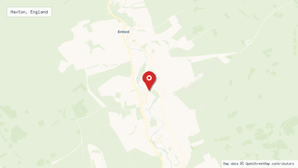 Street map of Haxton, England with location pin