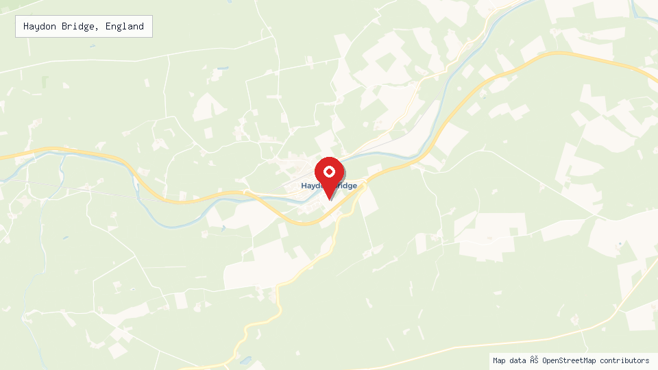 Street map of Haydon Bridge, England with location pin