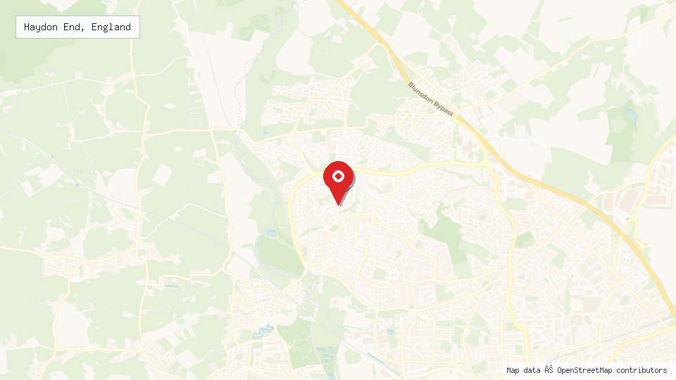 Street map of Haydon End, England with location pin