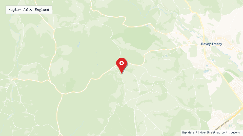 Street map of Haytor Vale, England with location pin