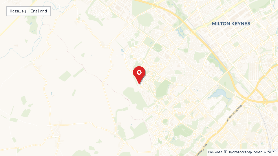 Street map of Hazeley, England with location pin