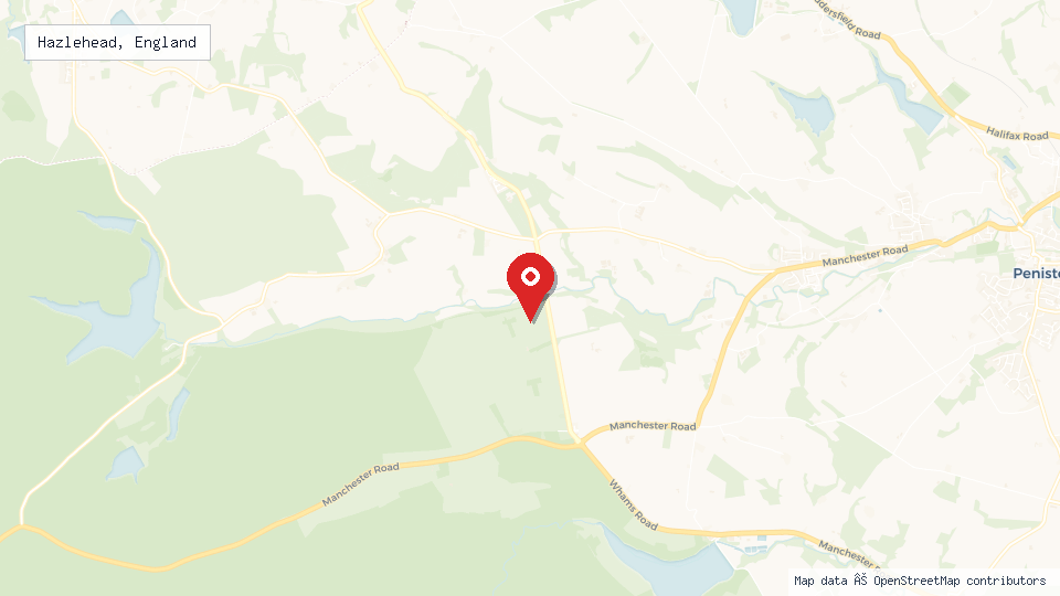 Street map of Hazlehead, England with location pin