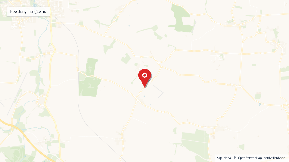 Street map of Headon, England with location pin