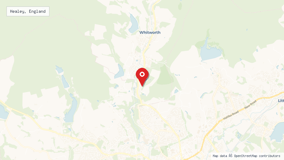 Street map of Healey, England with location pin