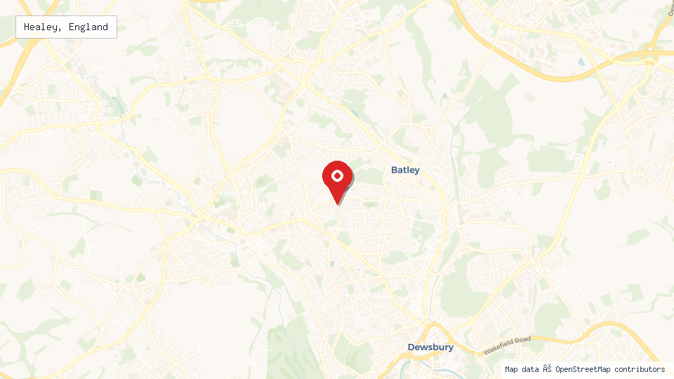 Street map of Healey, England with location pin