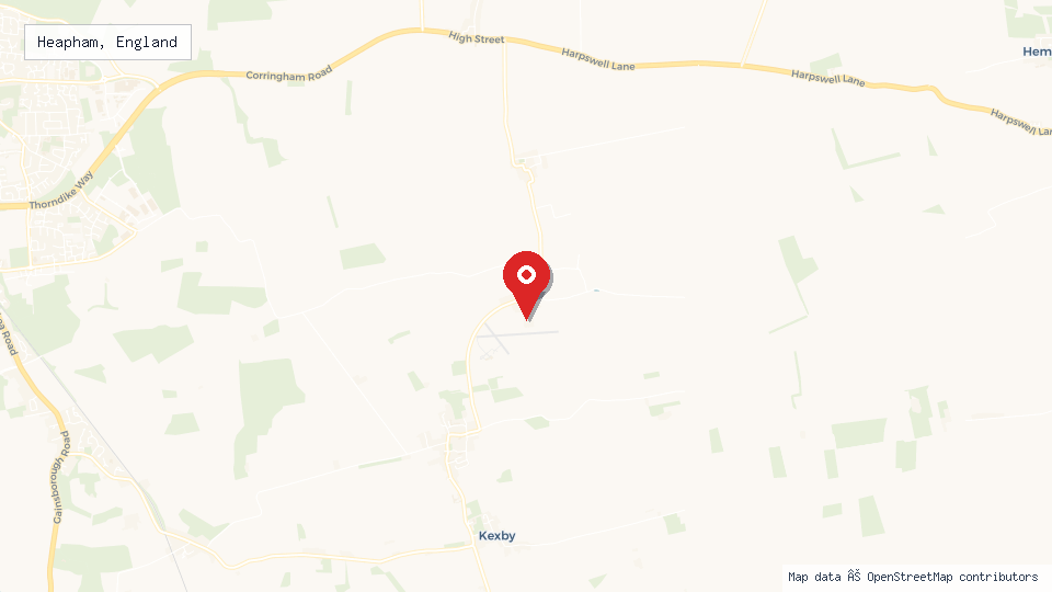Street map of Heapham, England with location pin