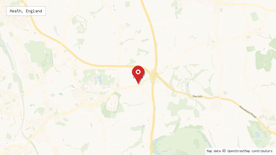 Street map of Heath, England with location pin