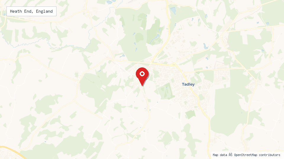 Street map of Heath End, England with location pin