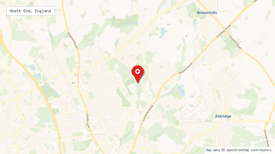 Street map of Heath End, England with location pin