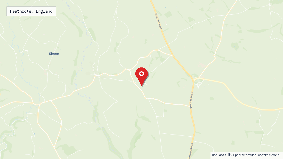 Street map of Heathcote, England with location pin
