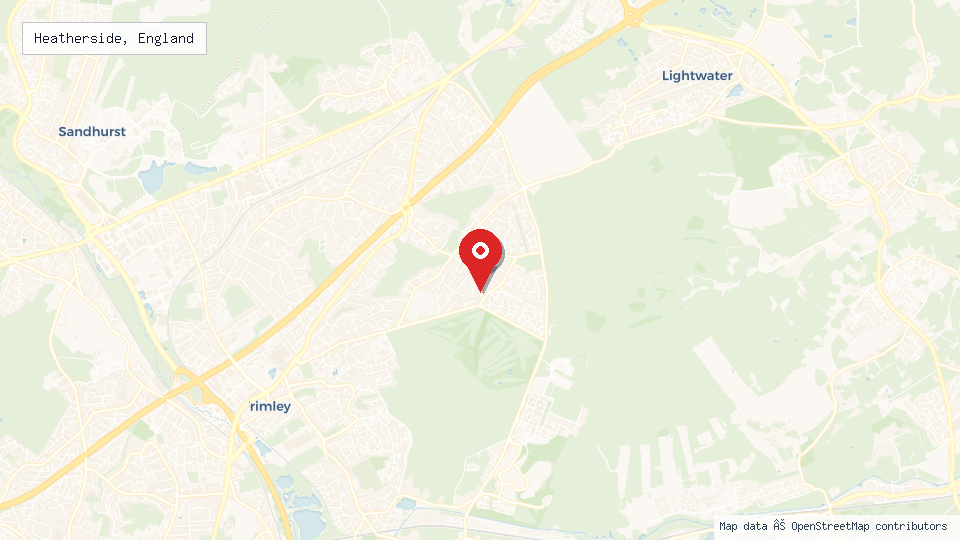 Street map of Heatherside, England with location pin