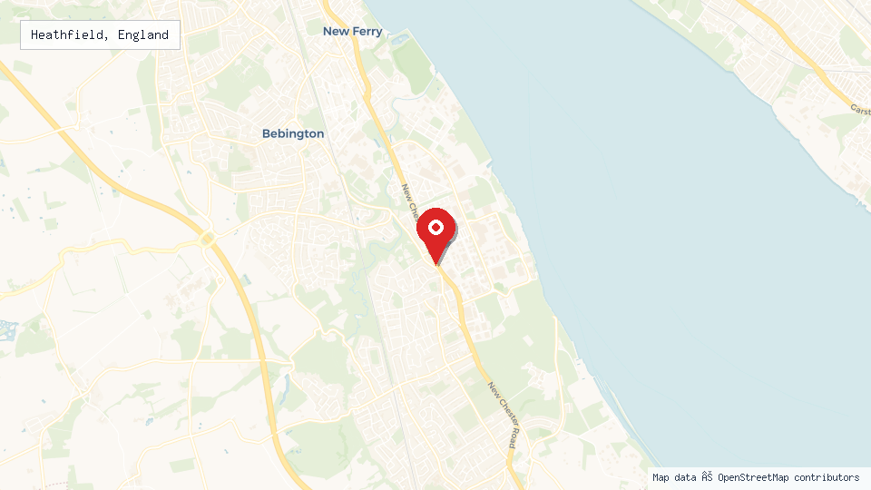 Street map of Heathfield, England with location pin